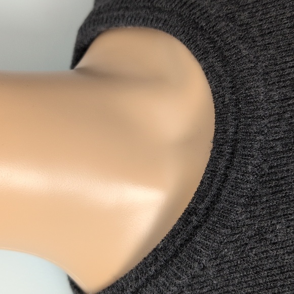 Vtg Oversized Grandpacore Charcoal Ribbed Virgin Wool Blend Crew Neck Sweater - Picture 5 of 14